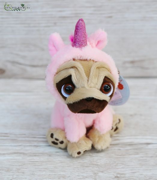 Plüschhund mit Einhorn Hoodie 10cm