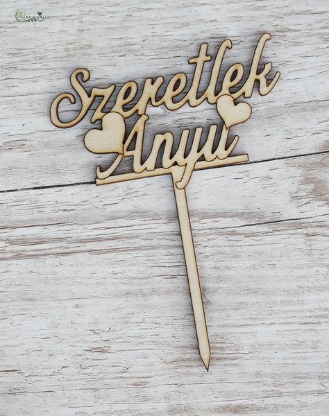 Szeretlek Anyu fa felirat (10 cm)