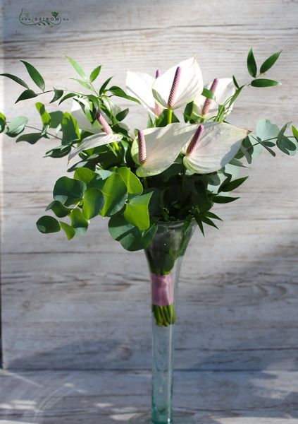 bouquet with anthurium in vase (7 st)