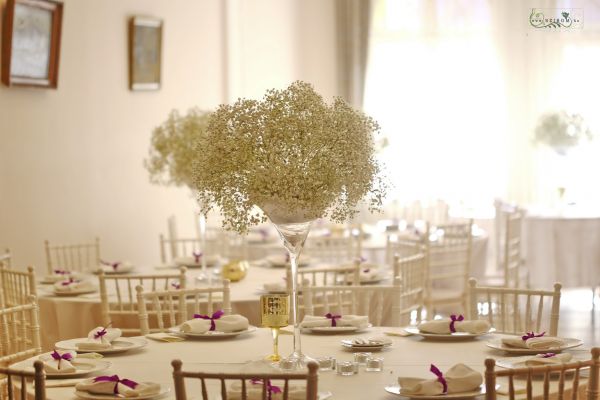 High centerpiece, Ádám Villa Budapest (babybreath, white)