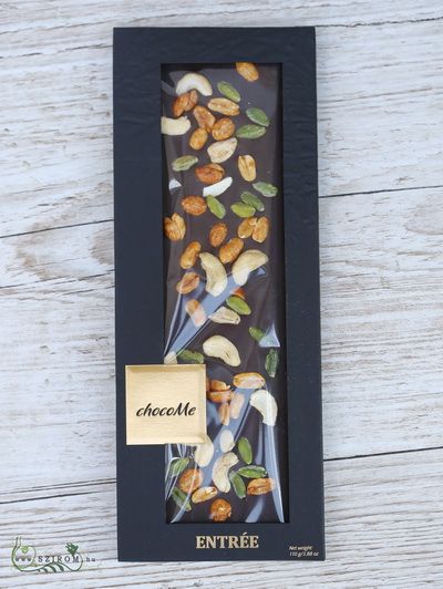 chocoMe Handmade Dark Chocolate with Cashew Nuts, Pistachios and Honey Hazelnuts (110g)