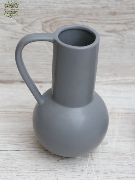 gray ceramic vase (14.2 x 11.8 x 20.5 cm )