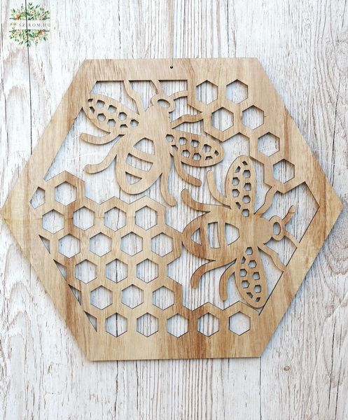 Bee wall decoration made of wood 31 cm 