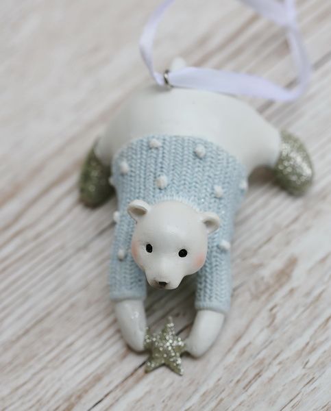 Ceramic polar bear ornament