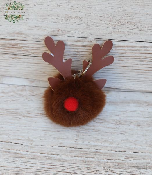 Reindeer Pom Pom Keychain