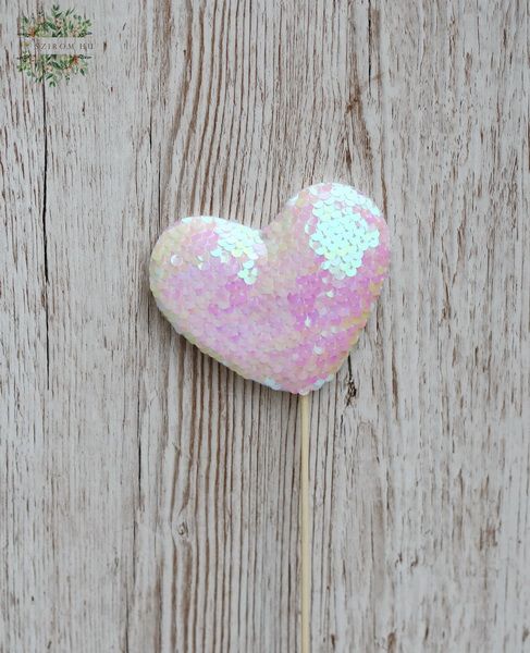 Heart figure on stick , glitter