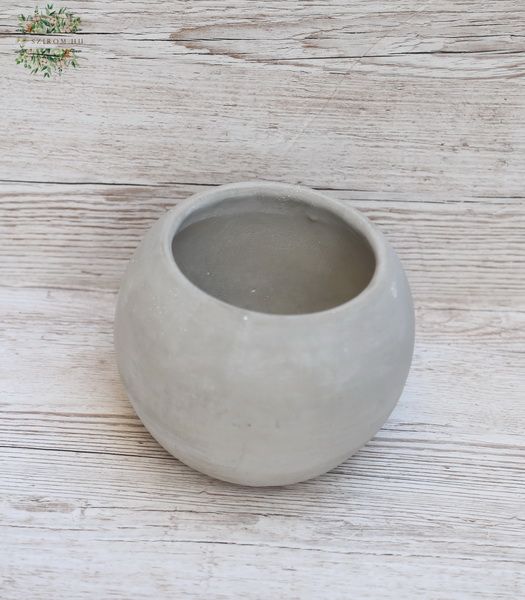 spherical gray cement pot (16cm)