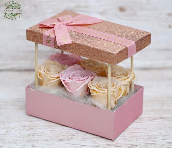 Sparkling pink box with 6 forever roses