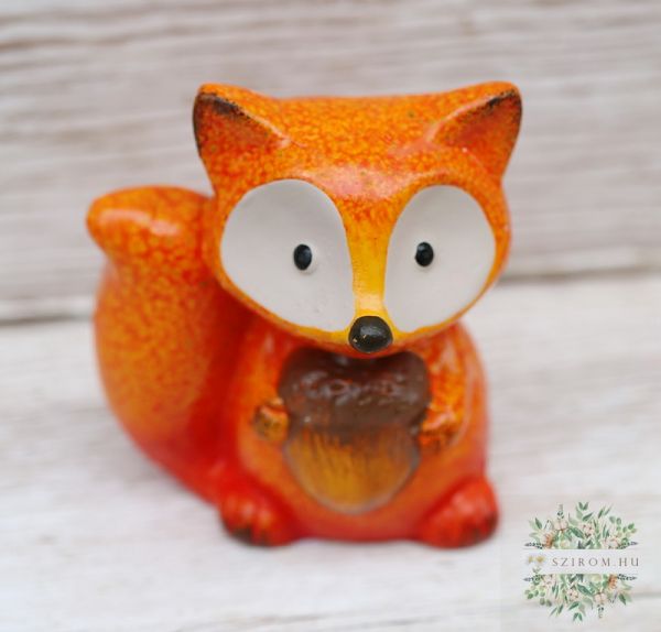 ceramic fox with acorn (11cm)