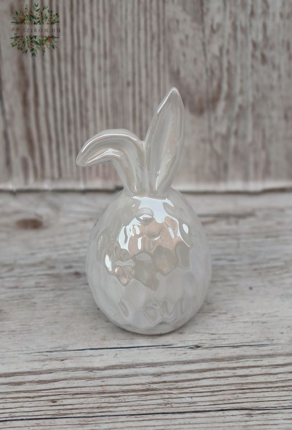 weißer eiförmiger Keramikhase (12,5cm)