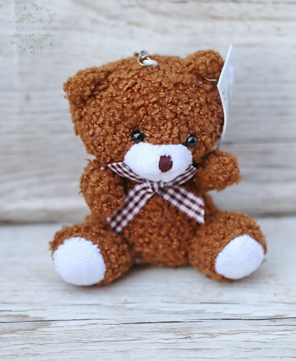 Sötétbarna plüss medve kulcstartó ( 10 cm )