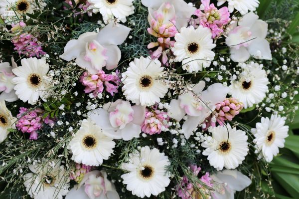 Standing wreath with orchid, hyacinth and gerbera (1m)