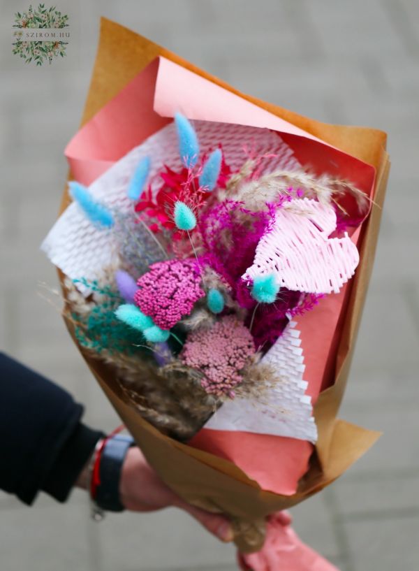 Színes szárazvirág csokor