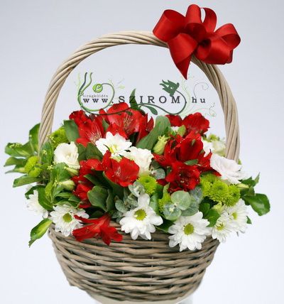 basket of alstromeries and daisies (9 stems)