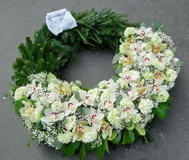 greek wreath with a sea of orchids (1m)