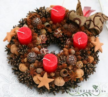 piros-barna adventi koszorú (30cm)