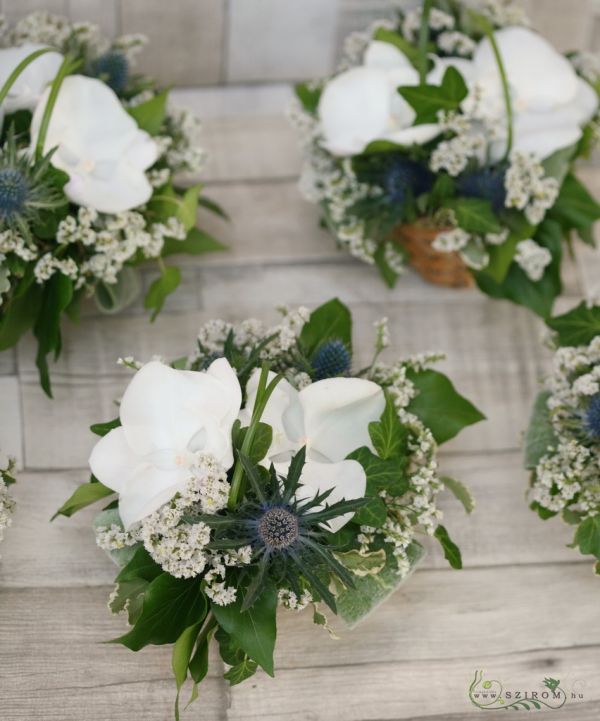 Small centerpieces with white orchids, 1pc, wedding