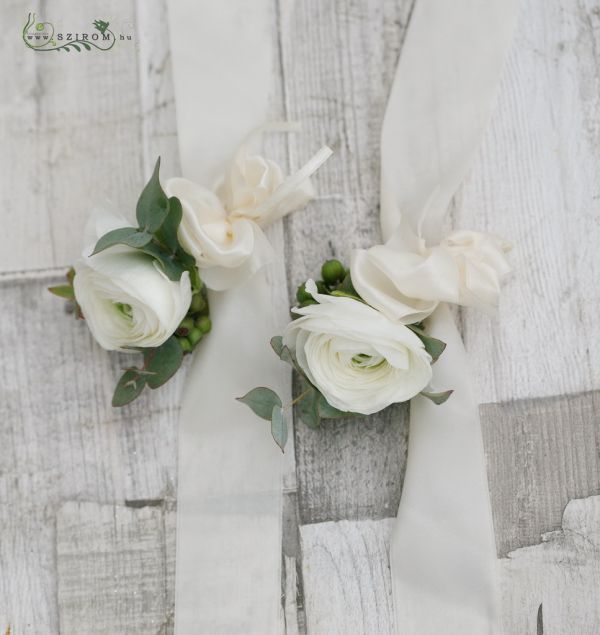 wrist corsage made of buttercup (white)