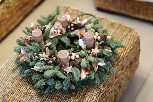 Advent wreath big, with opine, brown (35cm)