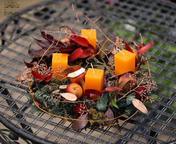 Seidenblumen kranz Naturell, Orange (20cm)