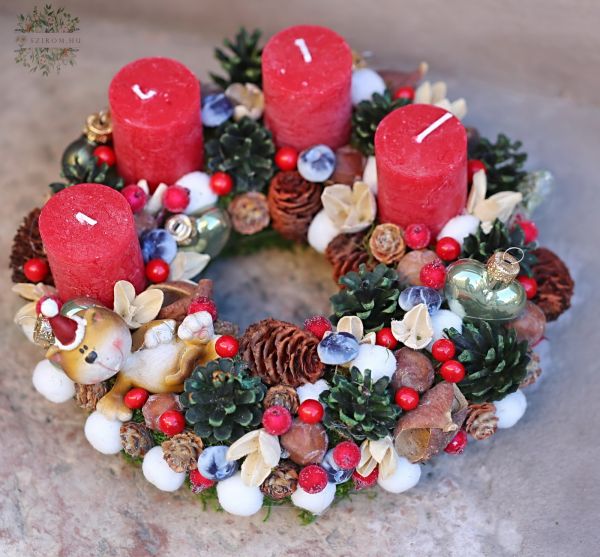 Adventi koszorú cicával (22 cm)