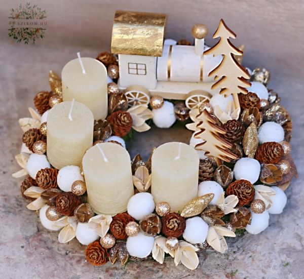 Adventi koszorú vonattal (22 cm)