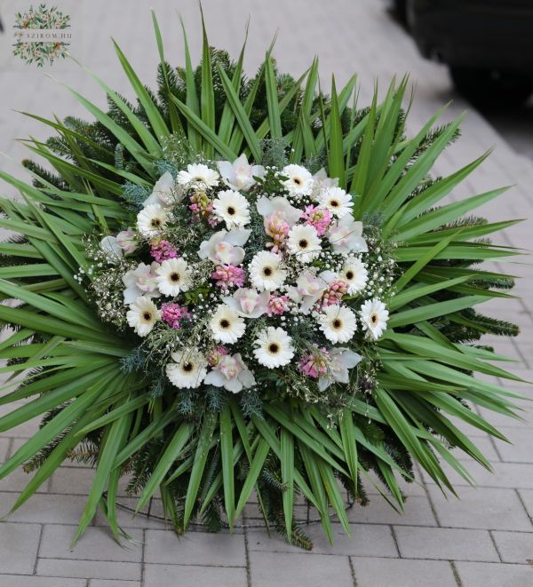 Stehender Kranz mit Orchidee, Hyazinthe und Gerbera (1 m)