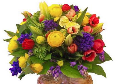 big spring bouquet with buttercups (40 stems)
