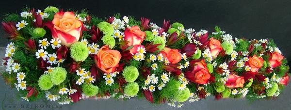 Main table centerpiece (rose, caomile, pompom, leucadendron), wedding