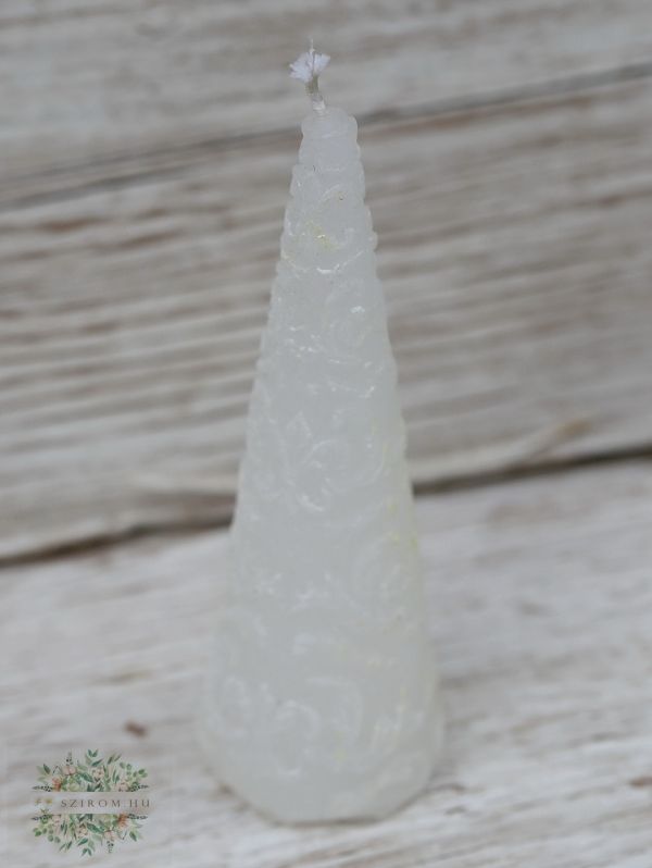 Geformte Kerze, weiß, 15 cm