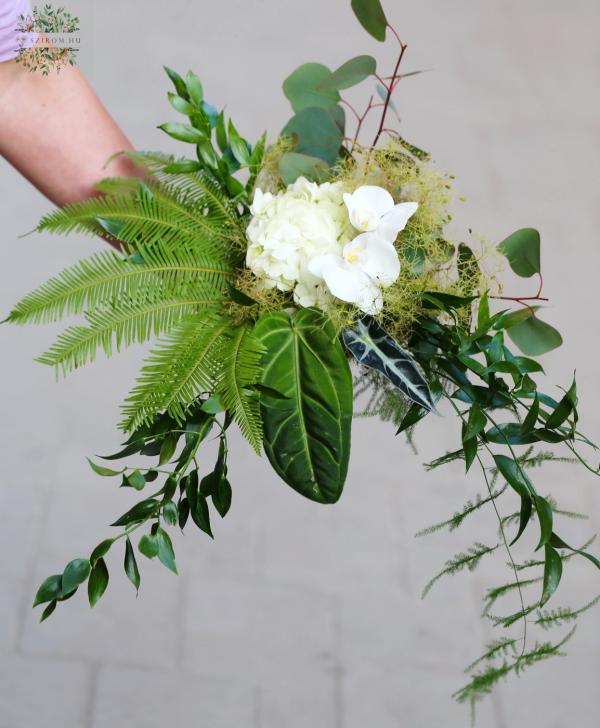 greenery Brautstrauß mit Weiße Orchidee