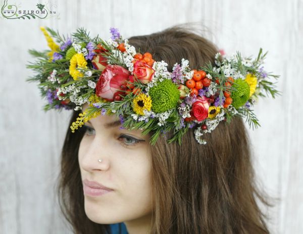 hair wreath made of sprayrose ( santini, limonium, colorful)