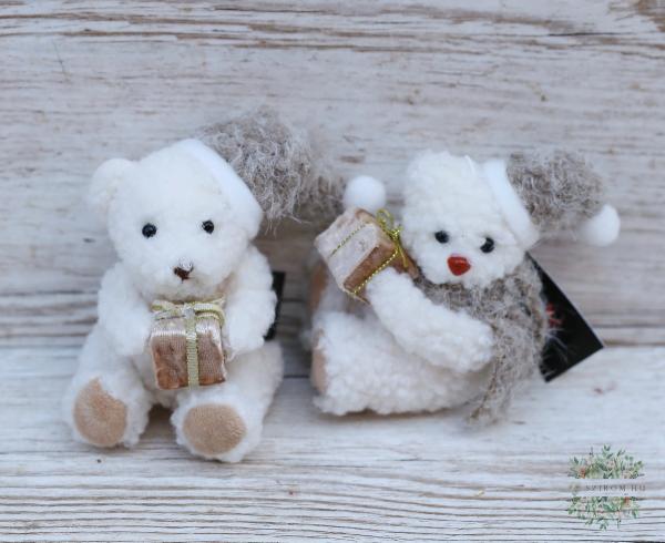 kicsi karácsonyi maci, fehér (10cm) (10cm)