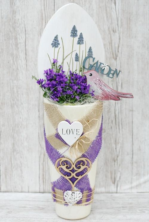 Little live campanula in big standing decoration (60cm)