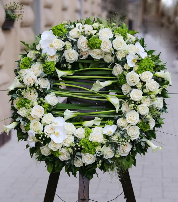 Einzigartiger Kranz im griechischen Stil mit Calla-Lilien, Orchideen und Rosen – 80 cm