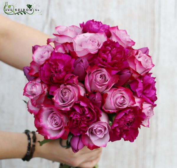 Bridal bouquet (rose, carnation, tulip, purple)