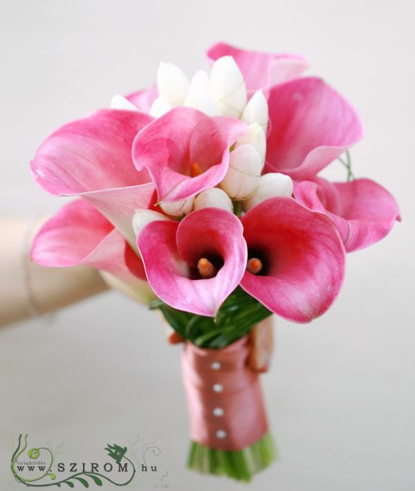 bridal bouquet (calla, tulip, white, pink)