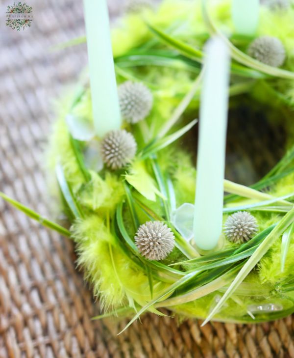 Modern Advent wreath, grass green, fluffy (35cm)
