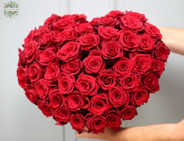 large heart box made of 51 red roses