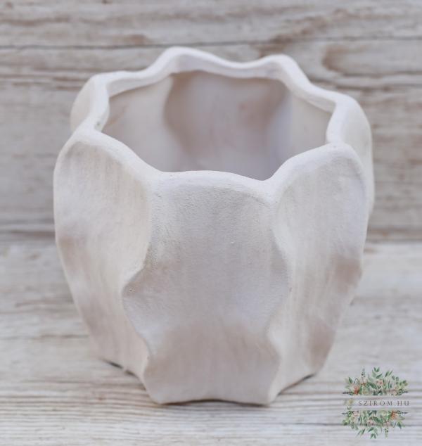 natural-colored wavy planter (16 cm)