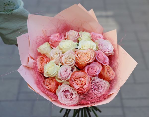 Pastel roses in 21 stem bouquet
