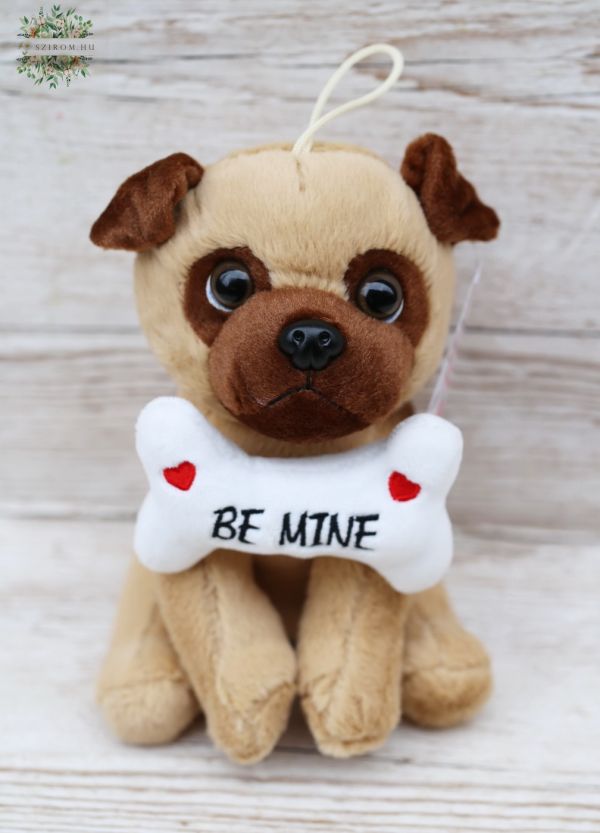 Plush pug with a bone (20cm)