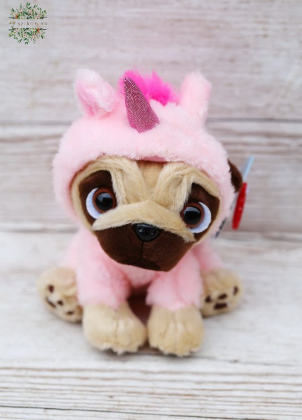 Plüss mopsz unikornis jelmezben (14cm)