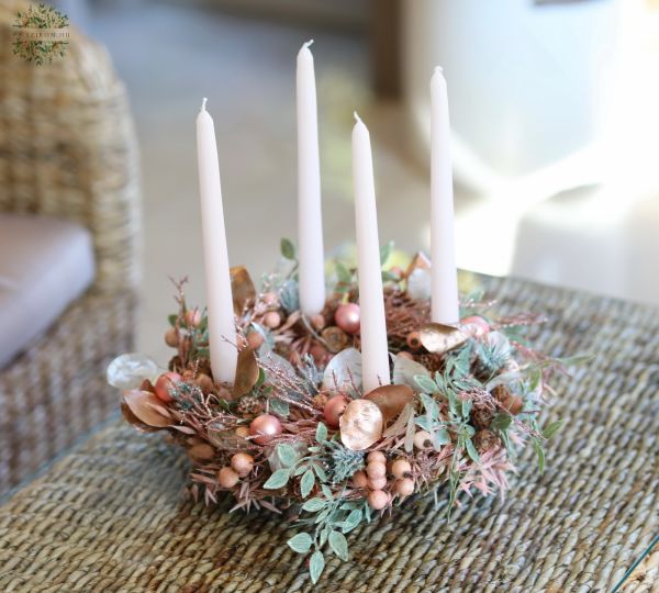 Rosegold adventi koszorú (35cm)