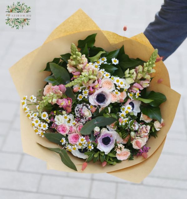 spring bouquet with small flowers and anemone (20 stems)
