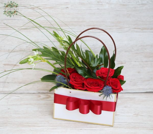 Rote Rose Tasche mit 7 Rosen