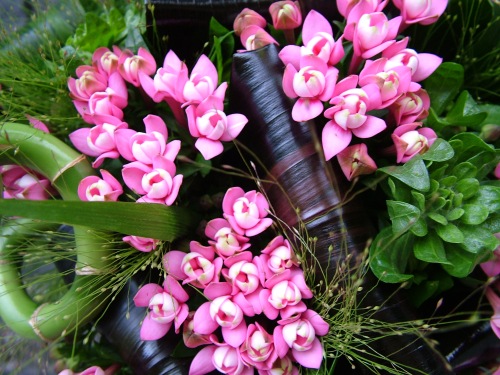 Virágküldés Budapest - bouvardia csokor csavart bambusszal, 10 szál