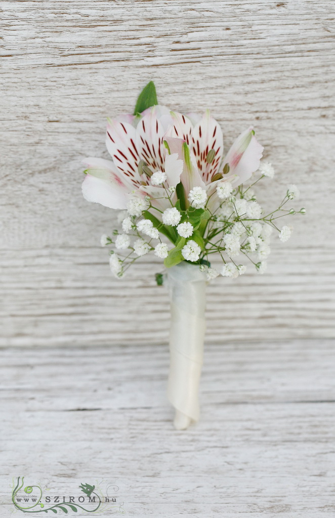flower delivery Budapest - Boutonniere of alstroemeria (white)