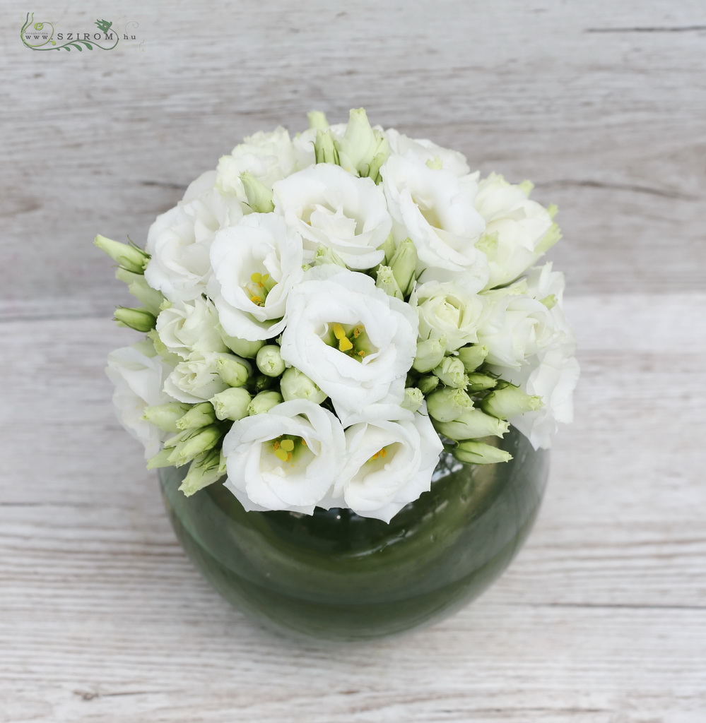 flower delivery Budapest - White lisianthus in glass ball wedding centerpiece
