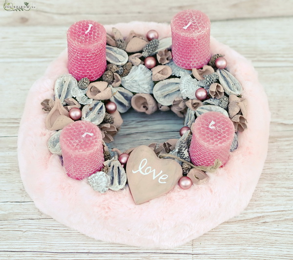flower delivery Budapest - Soft pink advent wreath (30cm)